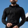 2019 New Men Cotton Zipper Patchwork Hoodies Sweatshirt Gyms Fitness Hooded Pullover Man Casual Sportswear Brand Clothing