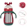 Christmas Vacuum Water Bottles 304 Stainless Steel Kids Thermos 260ml Baby Student Insulated Christmas Cup With Straws