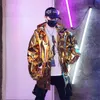 2020 nueva chaqueta de PU para hombres Hip Hop con capucha rompevientos dorados para hombres moda Primavera Hip Hop Night Club abrigos con capucha MG408