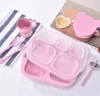 Children's Cutlery Set Wheat Straw Environmental Healthy Grid Plate Kindergarten Cutlery Set Breakfast Plate Microwave Heating