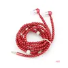 8色のピンクの女の子のラインストーンジュエリー真珠の真珠のネックレスイヤホンサムスンXiaomi Breitday Giftのためのマイクのイヤホン