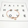 26 Letter Rose Gold Silver Gold Color Knoop Hart Bracelet Bangle Girl Fashion Sieraden Zink Alloy Ronde Hangketen Link Brace