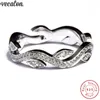 Vecalon Fine anello Soild 925 Sterling Silver Flower Promise ring Fidanzamento fedi nuziali per le donne Gioielli da dito da sposa