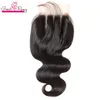 3 Way Part Lace Closure Hårstycken Hårförlängningar 8 "-26" Mongolisk obearbetad Human Hair Body Wave Natural Color 4x4 Drop Shipping