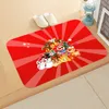 Tapis antidérapant de salle de bain de noël Joyeux Noël Père Noël Moose Salle de bain Tapis anti-dérapant absorbant Xmas Nouvel An Tapis de sol Elk rouge