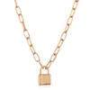 Nieuwe Mode Luxe Designer Overdreven Big Chain Lock Hanger Choker Verklaring Ketting voor Dames Goud Zilver