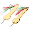 Nya ankomst 2 färger Silver- och guldskedtråd Bait Feather Fishing Lure Vib Metal tackla hård krok 20g 4#