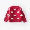 Maglione per bambini e bambine che amano i vestiti per bambini con motivo a cuore lavorato a maglia pullover per San Valentino J2779