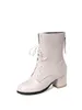 Hot Sale-Flock Western Style Dames Schoenen Winter Enkellaarzen Puntschoen Platform Zipper Vierkante Med Heel Boot
