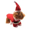 Vestiti per animali domestici rossi con cappello XS-XXL Inverno caldo Natale Vestiti per cani Abbigliamento per cani Gatto Divertente Costume da Babbo Natale per cani Gatto BC VT0948