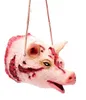 Feliz Halloween Fake Bloody Pig Head Animal Shape Bat Rat Spider Collar colgante Scary Props Ghost House Decoración colgante Suministro festivo