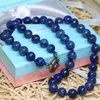 Mode Naturstein blaue Lapislazuli Perlen 6mm 8mm 10mm 12mm 14mm runde Perlen DIY Halskette elegantes Geschenk Schmuck 18 Zoll B667