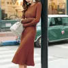 Women Long Sleeve Sweater Dress Elegant Solid O-neck Casual Autumn Winter Dress A-Line Female Vintage Slim Knitted Pullover