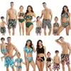 Papá hijo traje de baño verano playa familia mirada mamá e hija traje de baño bikini emparejamiento trajes padre niños tablero pantalones cortos