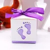 10st Baby Shower Baby Foot Candy Box Laser Cut-out Dusch Favor Gift Candy Box Presentkartong för Boy Girl Födelsedagsfest