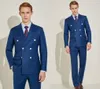 Klassische zweireihigen Navy BlueGroomsmen Anzüge Schwarz-Revers-Bräutigam-Smoking 2 Stück Männer Anzüge Hochzeit / Prom Bester Mann Blazer (Jacket + Pants)