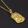 Fashion-Hip Hop Halsband Smycken Iced Out Juses Piece Pendant Halsband 3mm * 24Ink guld kubansk kedja