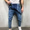 Mode hommes déchiré jean combinaisons rue en détresse trou Denim salopette pour homme jarretelle pantalon taille M-XXL