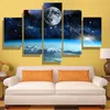 5pcs / set sans cadre lune et étoile univers paysage peinture à l'huile sur toile mur art peinture art photo pour salon décoration242t