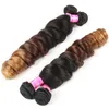 Brazilian 1B/ 4 /30 Loose Wave Virgin Hair Extention Bundles with Closure Ombre Three Tone Human Hair 3 Bundles with 4*4 Lace Closure