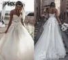 Abito da sposa lungo senza schienale economico Una linea in pizzo Appliques Boho Garden Church Abito da sposa formale Custom Made Plus Size