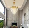 D100/120cm Modern Large Crystal LED Chandelier Gold Luxury Villa Staircases Living Room Hotel Lobby Apartment Pendant Lamps Hanging Lights