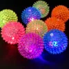 1pc Flashing Light Puppy Dog Cat Pet Hedgehog Rubber Ball Bell Sound Ball Fun Play Toy Led Light Squeaky Chewing Balls