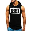 Mens T Shirt Fitness Muscle Shirt Sleeveless Hoodie Top Bodybuilding Gym Tops Vest Workout T-shirt Pocket Tight Dropship