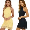 Hight Qualidade Halter Pescoço Verão Sexy Vestido de Renda Curta Plus Size Backless Scalloped Elegante Bodycon Vestido Para Festa de Casamento Clube Vestidos