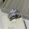 Vintage Jewelry Couple Rings 925 Sterling Silver Princess Cut White Topaz CZ Diamond Gemstones Party Women Wedding Bridal Ring Set Gift