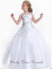 Boho 3D Floral Applique Flower Girls Dresses Cross Straps Backless Communion Party Gowns Puffy Tulle Birthday Ball Gown Pageant Dress