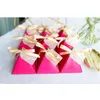 Rose Red Wedding Candy Boxes Triangle Shape Gold Stamp Candy Box Wedding Presents European Wedding Supplies Tack Gift Chocolate 4609186