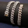 DZ Miami 10 mm ustawienie Cuban Link Łańcuch złoty srebrny naszyjnik mrożony z cyrkonu sześciennego Bling Hip Hop for Men Jewelry7947458