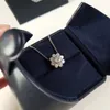Classic Designer S925 Sterling Silver Zircon Sun Flower Pendant Charm Necklace For Women Wedding Jewelry