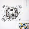 2017 NEW 3d Football Soccer Playground Broken Wall Hole view quote goal home decals wall stickers for kids rooms boy sport wallpaper DIY