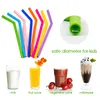 New Silicone Palhinha Bent Straw Reto para o suco de fruta Café Soda Leite de Proteção Ambiental Hleath com escova de limpeza HHA470