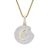 Fashion Designer 18K Gold Plated Cubic Zirconia Bling Diamond Cute Cookie Pendant Necklace Hip Hop Rapper Jewelry Lovers Gifts for Men Women