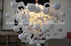 C63-Top Design Frosted White Blown Chandelier Pendant Lamp Light with LED Source AC Decorative Murano Glass Turkish Style