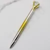 Ballpoint penna roterande metall penna kristall kulspetspenna med stor diamant mode skol student lyx kontorsmaterial 300pcs t1i1592