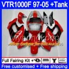 Body For HONDA SuperHawk VTR1000F 97 98 99 00 01 02 256HM.0 VTR1000 F VTR 1000 F 1000F 1997 1998 1999 2000 2001 2002 Fairing Glossy black