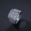 Mode nouveau designer de luxe zircone cubique diamants cuivre exagéré hommes femmes anneau carré bijoux hip hop