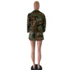 Vestes à manches longues imprimées de Camouflage vert pour filles et femmes, col rabattu, poches à boutons simples, manteaux longs, printemps automne, Stree315T