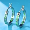 Urok Minimalistyczny styl zielony niebieski biały ogień kolczyki opalowe dla kobiet mężczyzn 925 Srebrne okrągłe koło Hoop żeńska biżuteria12426312