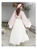 Lace large sleeve shirt large sleeve middle Dress Embroidery half skirt Wei Jin style Hanfu improved Han element casual soft girl suit