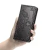 För Xiaomi Redmi Obs 11E 11R 11S 11T 12S 10 LITE 11 SE 12 Pro Plus Telefonfodral Pu Leather Cover Anti-Skid konkava konvexa Datura Flowers Handband