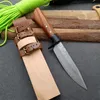 Nya utomhusfxied blad Hunting Knife Mönster Stålblad Trähandtag raka knivar med trähölje