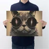 Fantastici occhiali da sole gatto bello Rock Animal Kraft Paper Bar Poster Retro poster pittura decorativa adesivo da parete