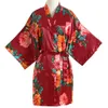 Sleepwear Charming Vneck Kimono Bathrobe Rayon Sleepwear Mini Bride Bridesmaid Wedding Robe Print Floral Nightwear Nightdress One Size