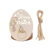 Easter Wooden Eggs Chips Wood Hanging Pendant Decor Diy Party Supplies Hanging Tags Happy Easter Wall Ornaments XBJK2002