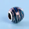 Noble azul charme beads para pandora 925 esterlina jóias de prata com caixa original DIY pulseira frisada senhoras elegante jóias presente de aniversário